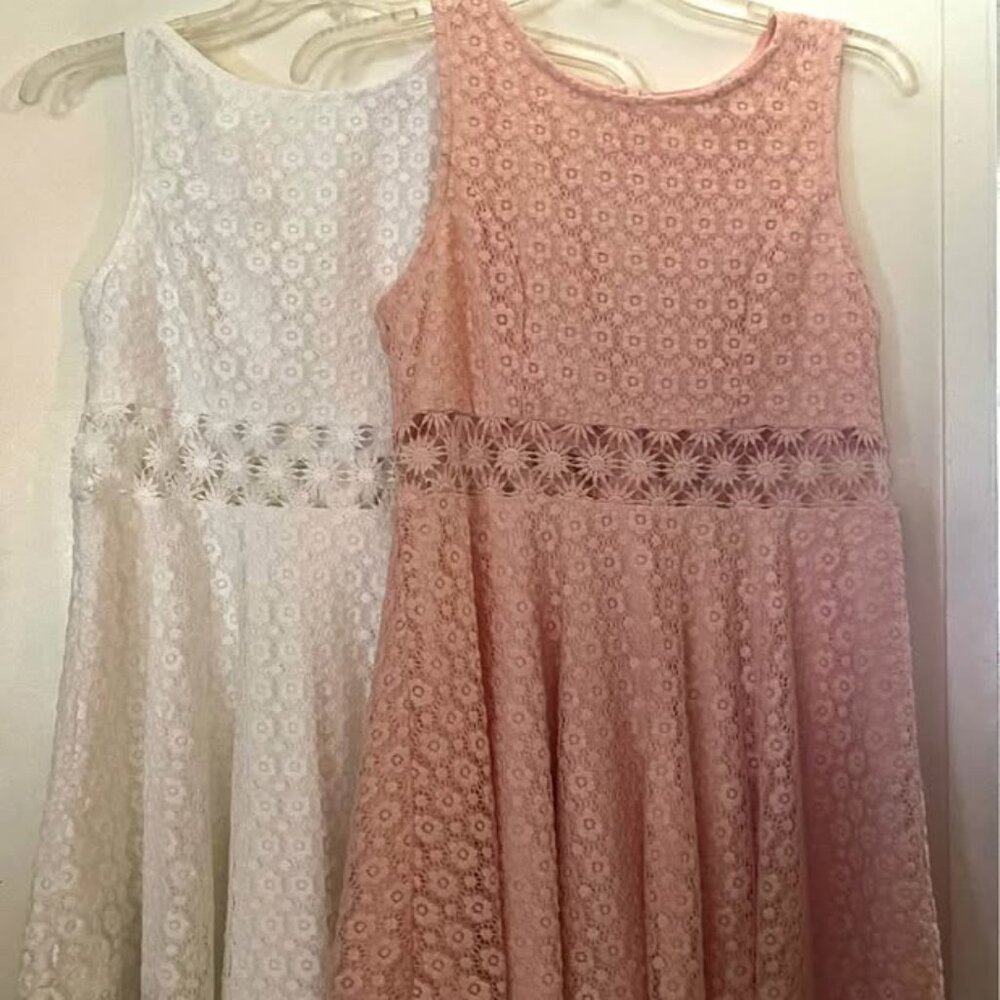 Two Iris Dresses, Pink and White, Juniors XL